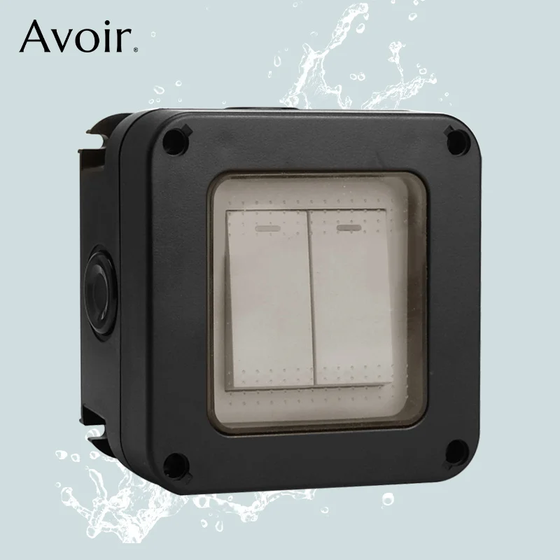 

Avoir IP66 Wall Push Button Light Switch With Waterproof Box 2 Way Outdoor Dustproof Weatherproof Doorbell Switches 10A / 16A