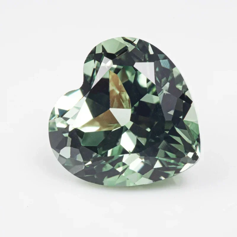 

Heart Shape Green Color Lab Grown Sapphire Stones for Charms Diy Jewelry Making Pendant Earrings Selectable AGL Certificate