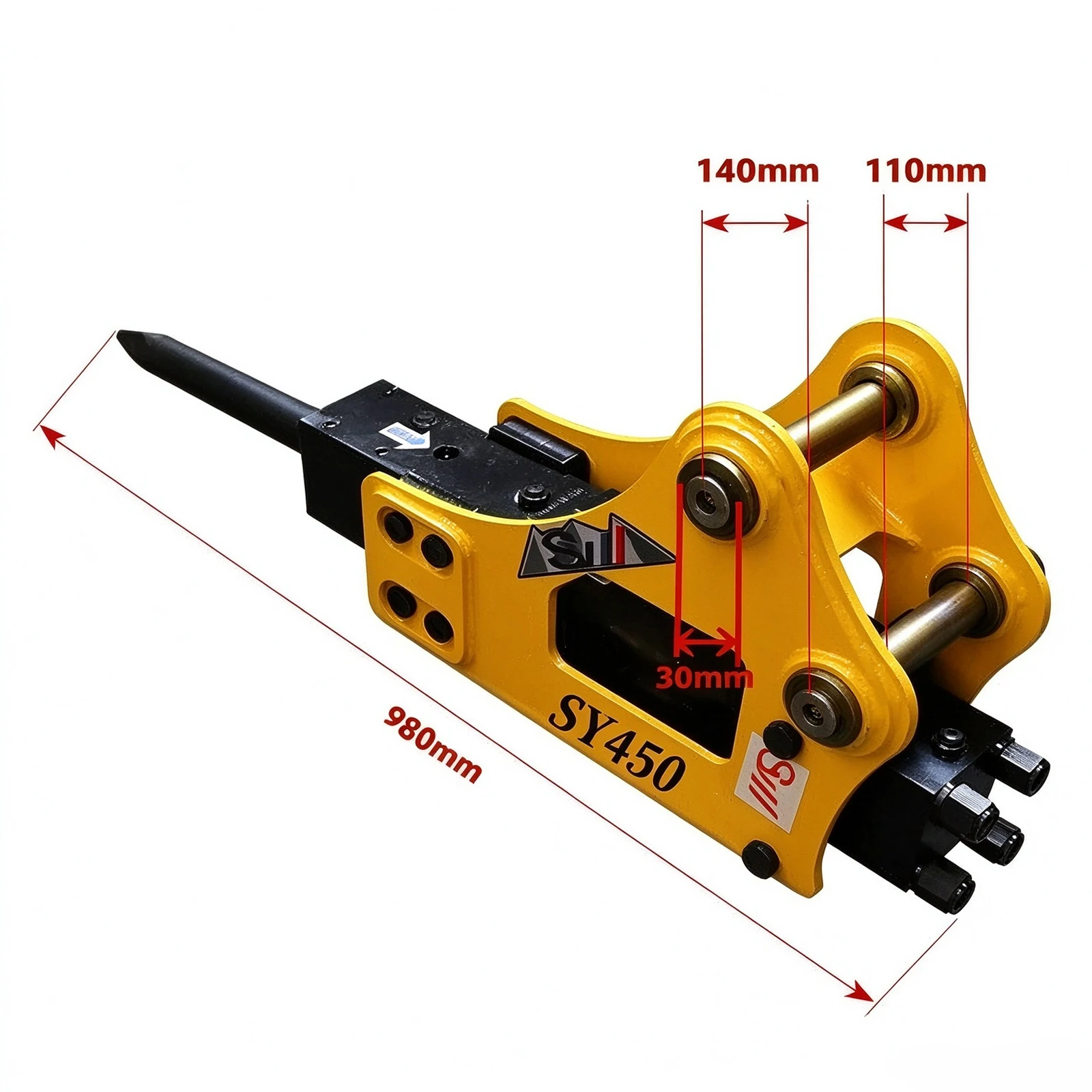Hydraulic Breaker Hammer SY450, Excavator Mounted Rock Breaker, Heavy Duty Concrete Stone Breaking Hammer For Mini Excavator