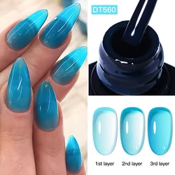MEET ACROSS 7ml Sky Blue Jelly Glass Gel Nail Polish Semi-transparent Long-Lasting Soak Off Gel Nail Supplies For Manicure DIY