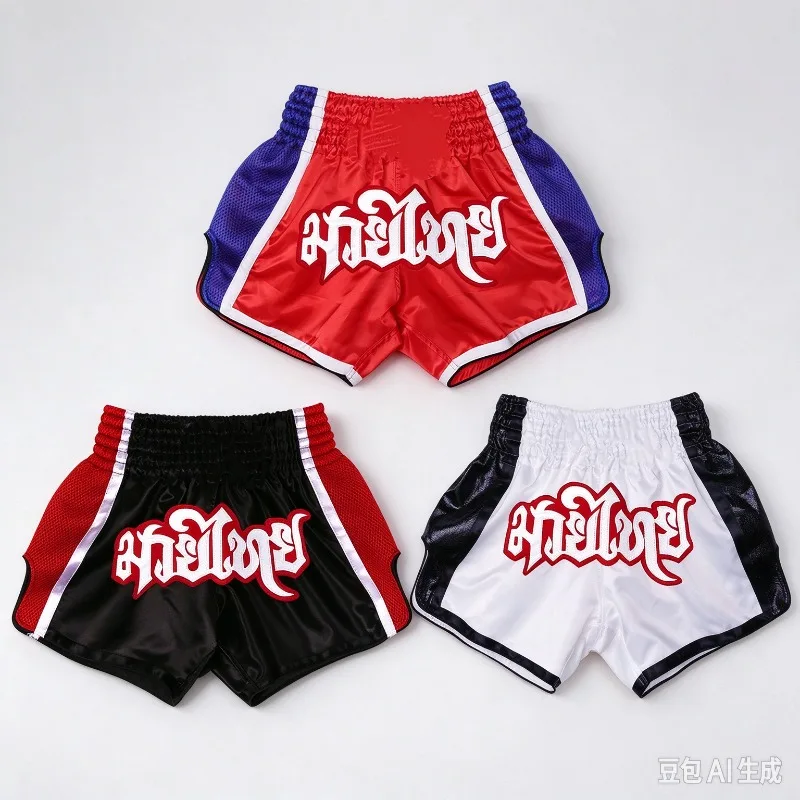 Muay Thai Shorts Men Women Kids Leopard Thai Boxing Shorts Premium Kickboxing Fight Training MMA Pants