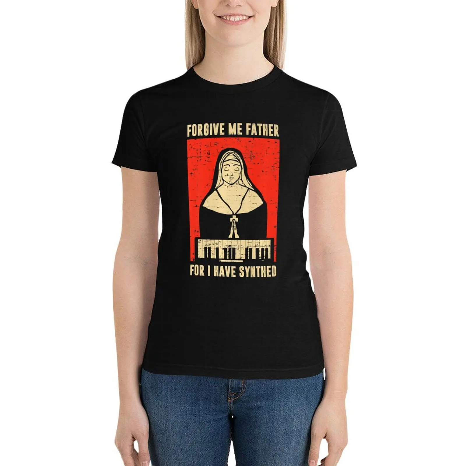 Forgive Me Father For I Have Synthed Nun Synthesizer T-Shirt animal print shirt for girls funny luxury designer clothing Women