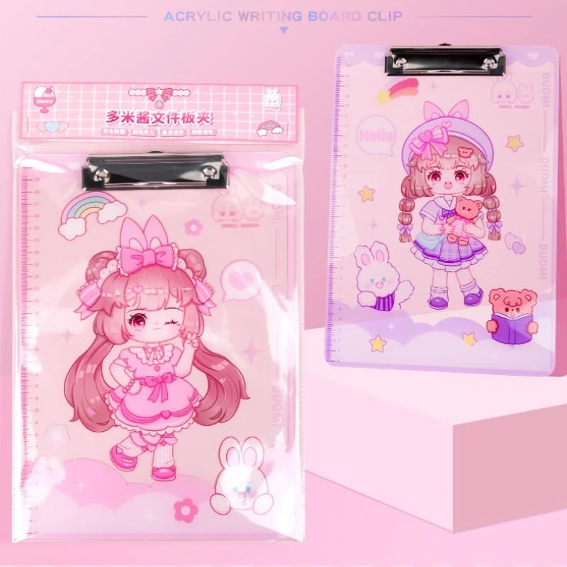 Kawaii شقيقة الحافظة الكرتون لوحة الكتابة الوردي لطيف فتاة أوراق الاختبار المنظم مجلد وثائق اللوازم المدرسية الحافظة الجدول