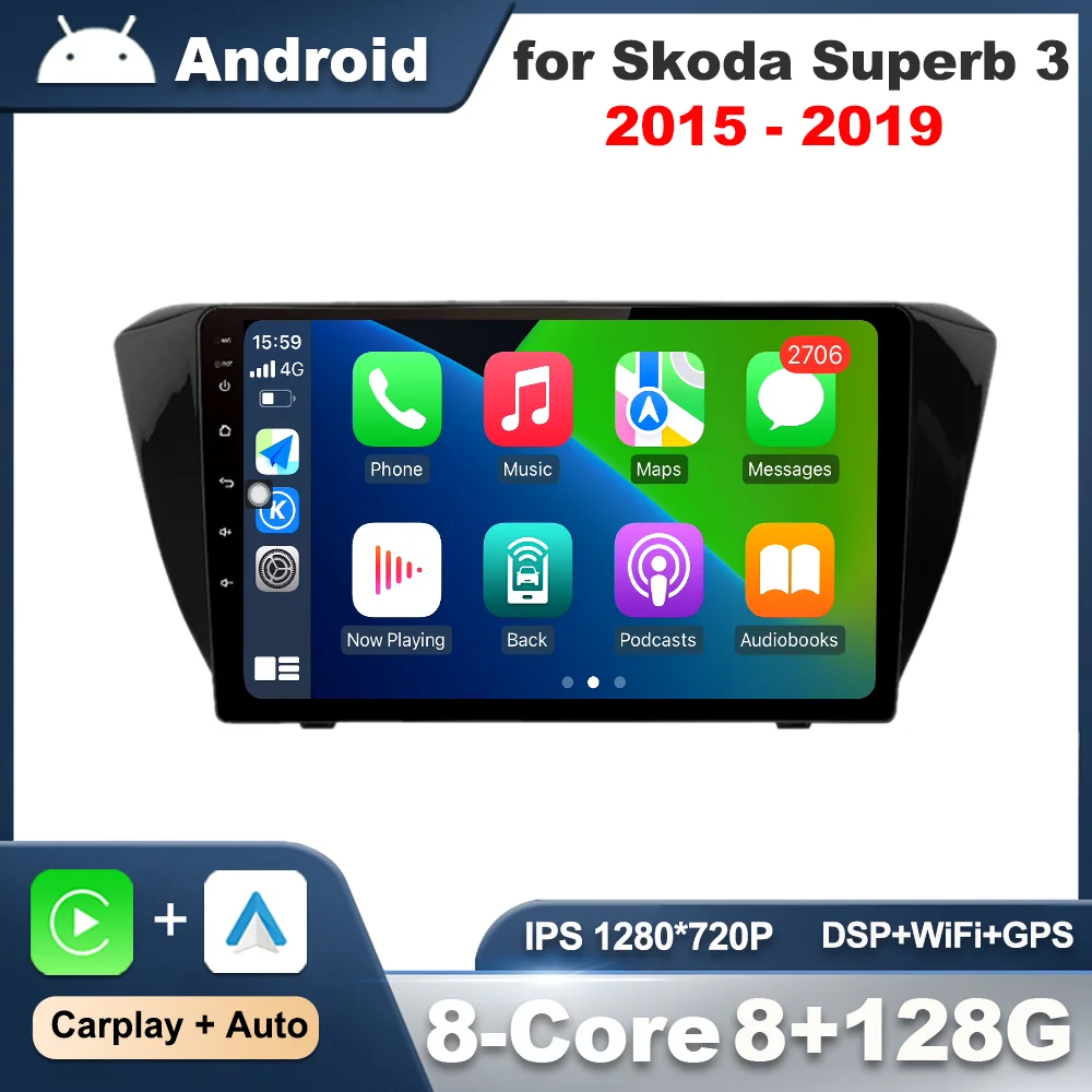 

10 inch For Skoda Superb 3 2015 - 2019 Android OS Car Radio Video Multimedia Player GPS Navi Android Auto 2.5 D IPS Touch Screen