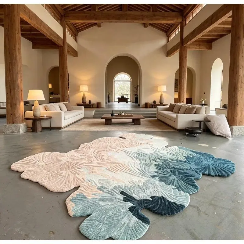 Modern Hand Woven Pure Wool Carpet Custom Unique Graffiti Geometric Pattern Rug