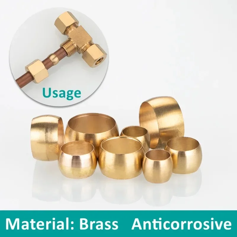 100Pcs Brass Double Taper Ferrule Compression Sleeve 4/5/6/8/10/12/14mm Seal Ring Fittings Centralized Lubrication