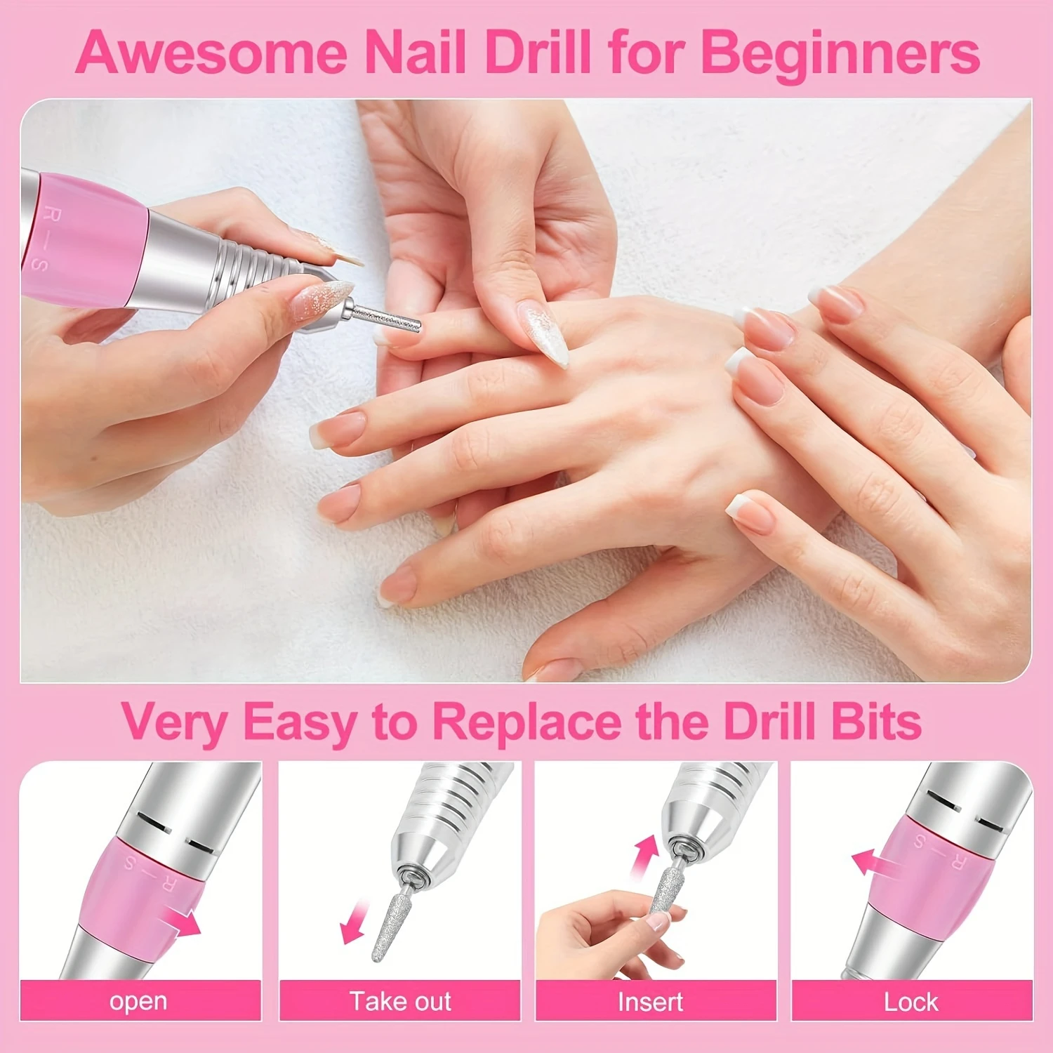 Perceuse à ongles professionnelle sans fil, Portable et Rechargeable, pour l'élimination des ongles et du vernis Gel, idéale pour la manucure à la maison et la voiture