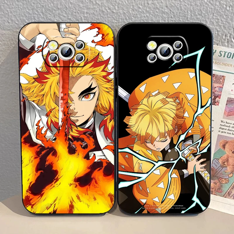 Hot D-Demon Cute S-Slayer For Xiaomi Mi Poco F5 F4 F3 X6 X5 X4 X3 M6 M5 M5S M4 M3 C65 Pro GT NFC 5G Black Cover Phone Case