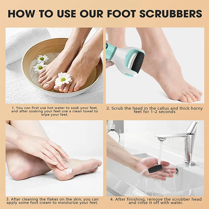 Ferramenta elétrica recarregável para remover calos de pés – removedor de calos de lixadeira elétrica de alta velocidade com rolo substituível