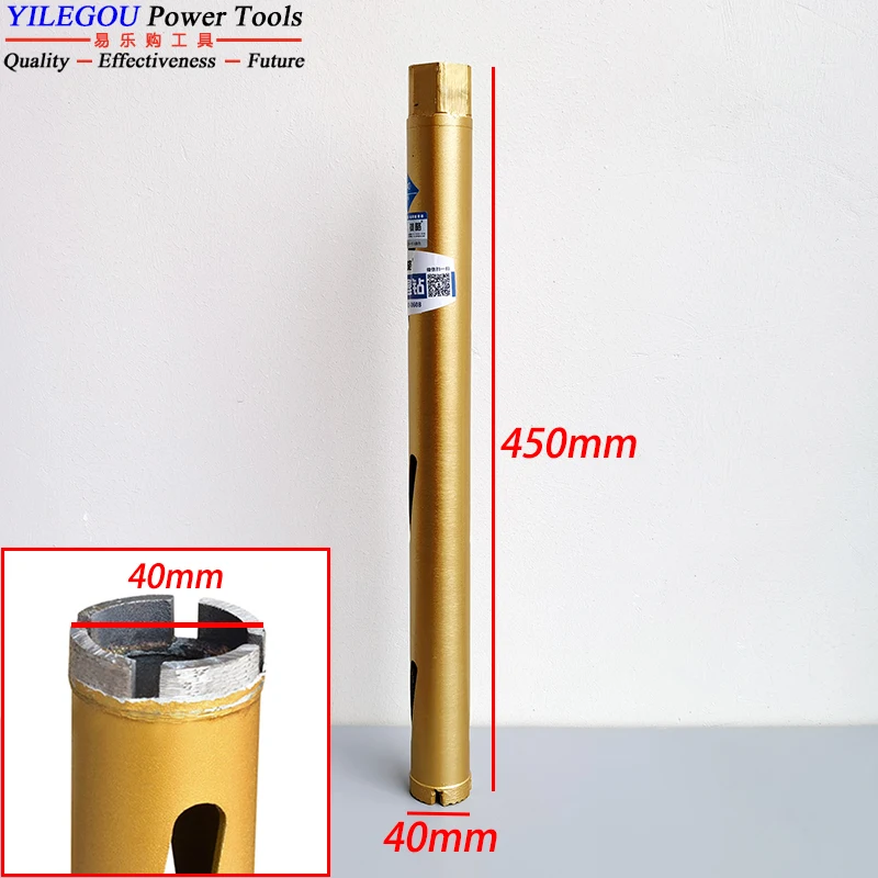 Droge diamantkernbit Diameter 32 40 51 56 63 mm x 450 mm Droge en natte diamantboor voor boren van bakstenen muur, stalen beton.