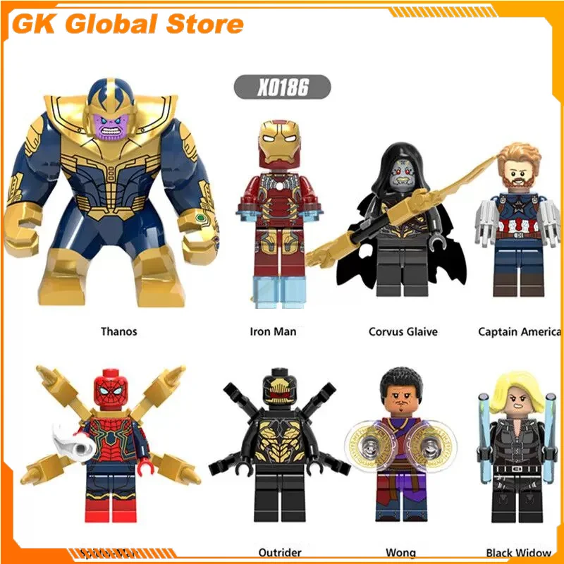 

The Avengers 5cm Movie Figure Thanos Iron Man Perimeter Model Assembling Building Blocks Decoration Ornaments Puzzle Gifts Toys
