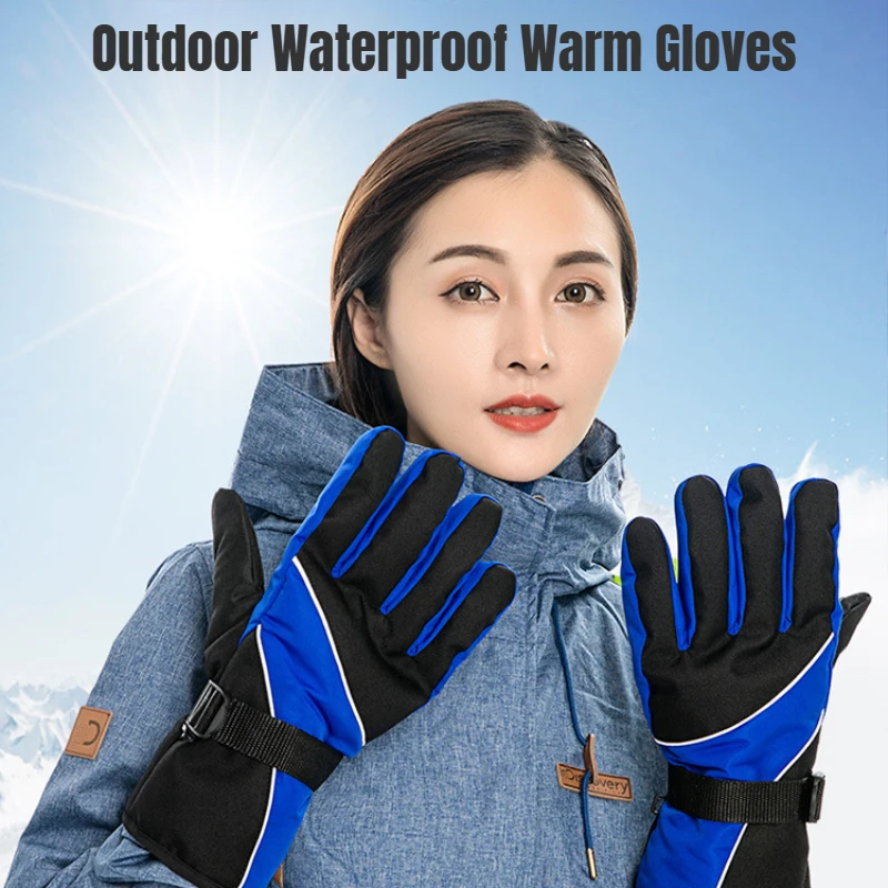 Winter Outdoor Sports Warm Cycling Gloves for Men and Women Outdoor Sports Plus Velvet Windproof Mountaineering Ski Gloves