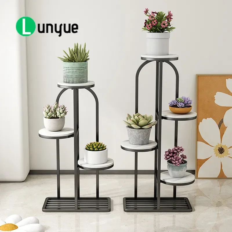 Modern Simple Wrought Iron Flower Shelf Multi Layer Floor Plant Stand Light Luxury Indoor Living Room Balcony Pot Rack