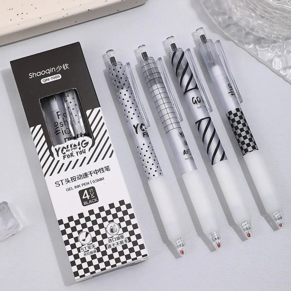 4pcs Cute Pen Black Ink School Supplies Aesthetic Stationery Kawaii Gel Pens Set Ballpoint Pen