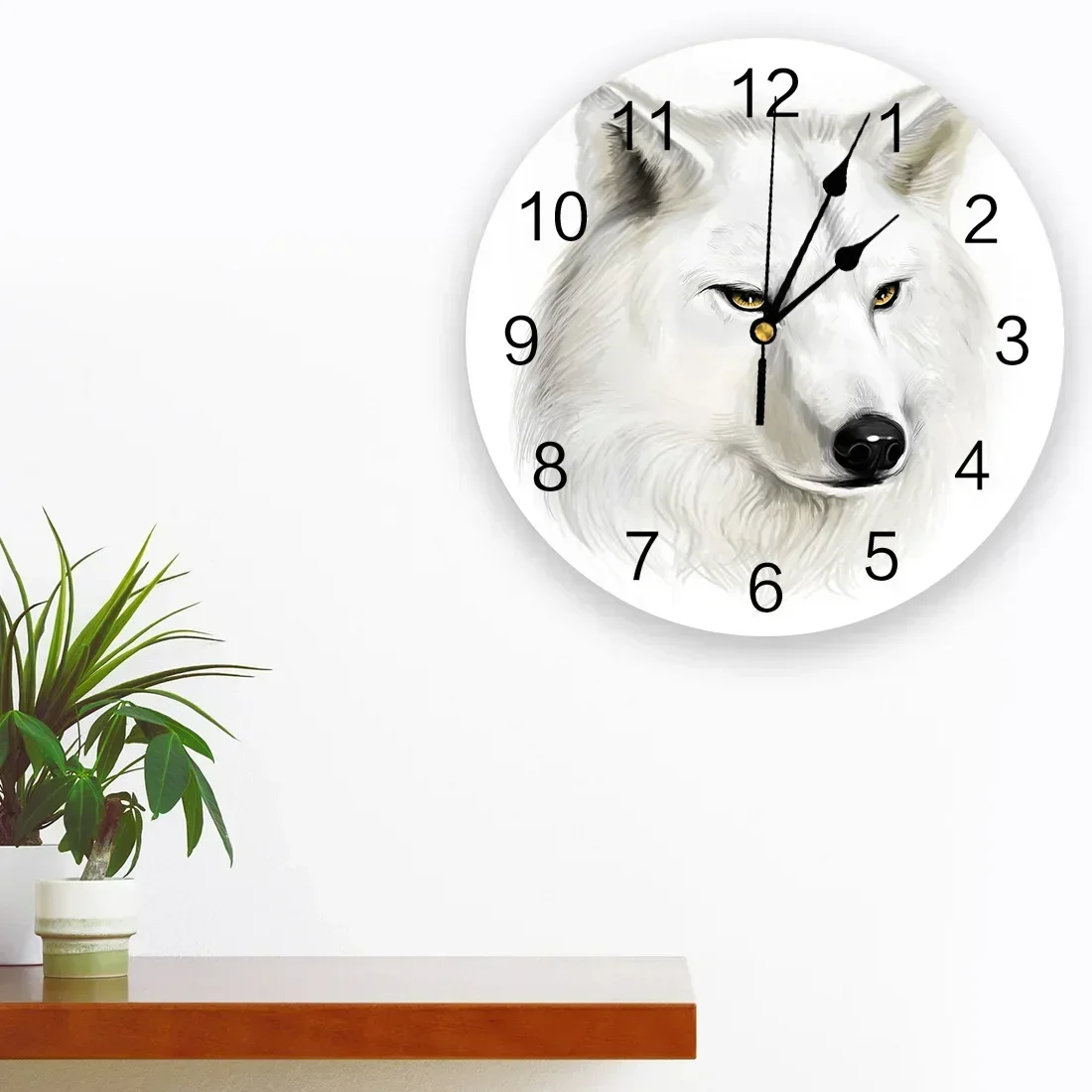 Animal White Wolf 3D Wall Clock Modern Design Brief Living Room Decoration Kitchen Clock Art Wall Watch Home Decor