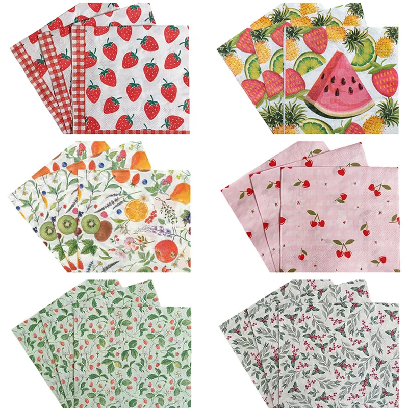 

20pcs/Pack 33x33cm Fruit Printed Disposable Napkin Paper Birthday Holiday Festival Kids Elephant Party Decorative