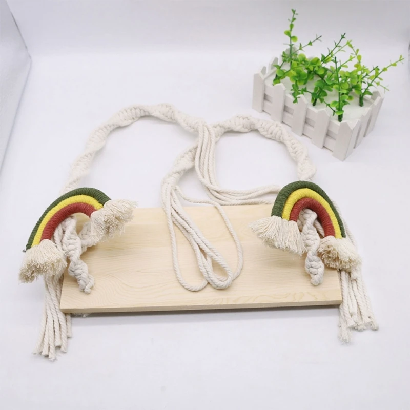 Newborn Photography Prop Wooden Swing Newborn Posing Props Macrame Swing Vintage