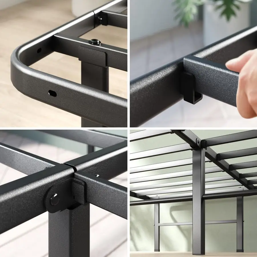 Rumi 14in Queen Metal Bed Frame, Quick Assembly SmartBase Mattress Foundation, Heavy Duty Sturdy Steel with No Box Spring Neede