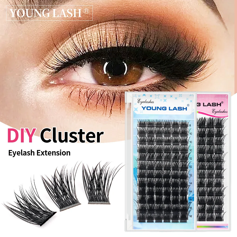 YOUNG LASH  Russian C  D Curl 72Volume Eyelashes  Segments Natural DIY Clusters Eyelashes Extensions Individual  Lashes