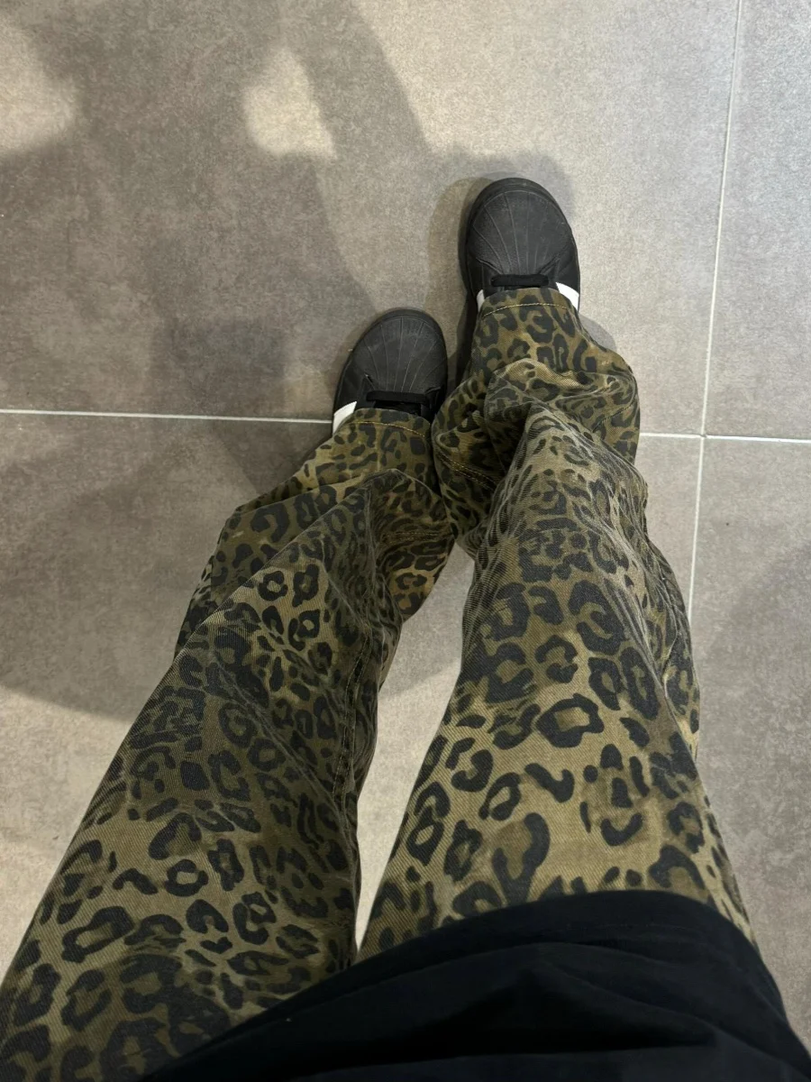 

Мужские джинсы с леопардовым принтом в американском ретро-стиле, летние, модные, свободные, универсальные, повседневные, струящиеся, длинные брюки, для молодежи, на каждый день