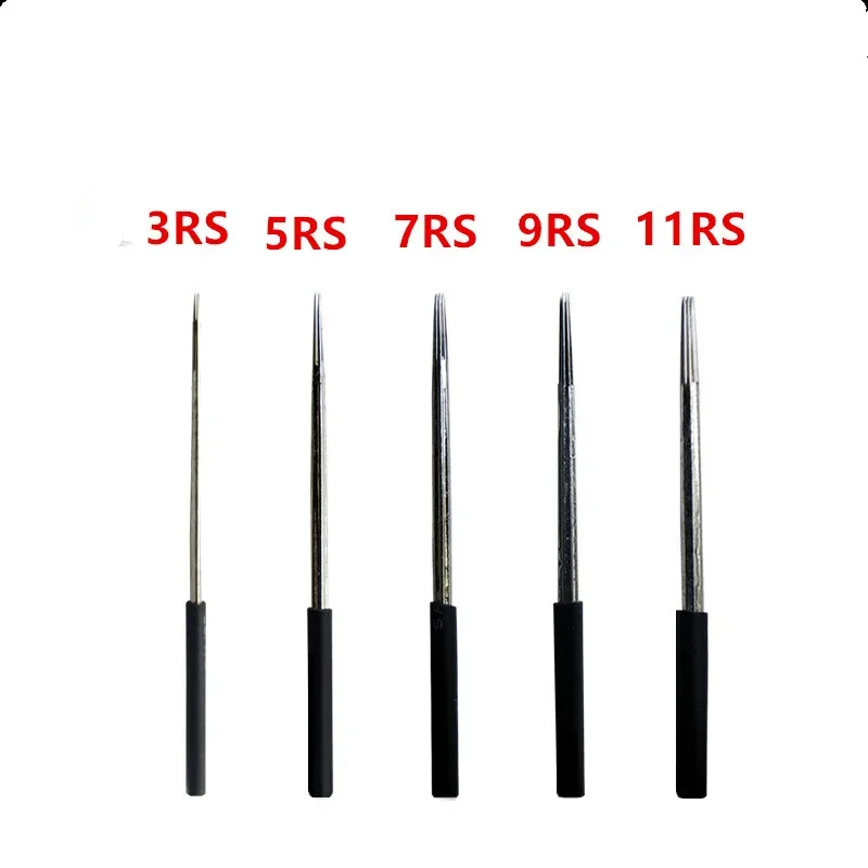 50Pcs Microblading 0.28 Mm 1P Ronde Permanente Make-Up Wenkbrauw 3RS/5RS/7RS/9RS/11RS handmatige Tattoo Fog Naalden Voor Lamina Blade Agu