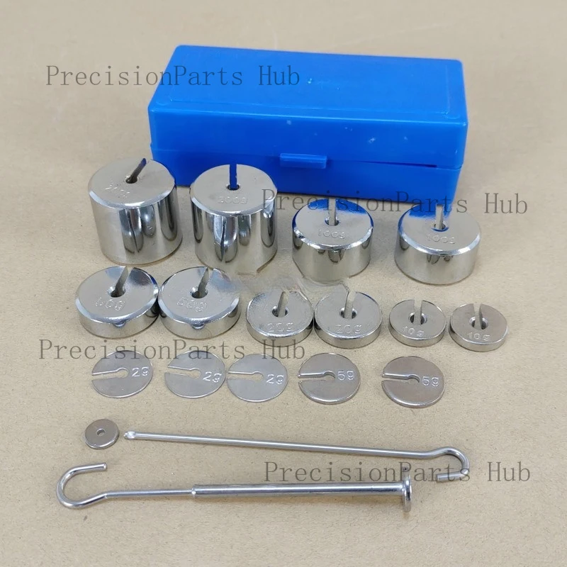 17Pcs/Set 2g-200g Metal Slotted Weight Set Scale Balance Calibration with Hanger Case Physics Experiment