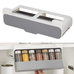 Wall-mounted Under-Shelf  Container Spice Organizer Self-adhesive Kitchen  ​Storage Organizer Spice Bottle Storage Rack