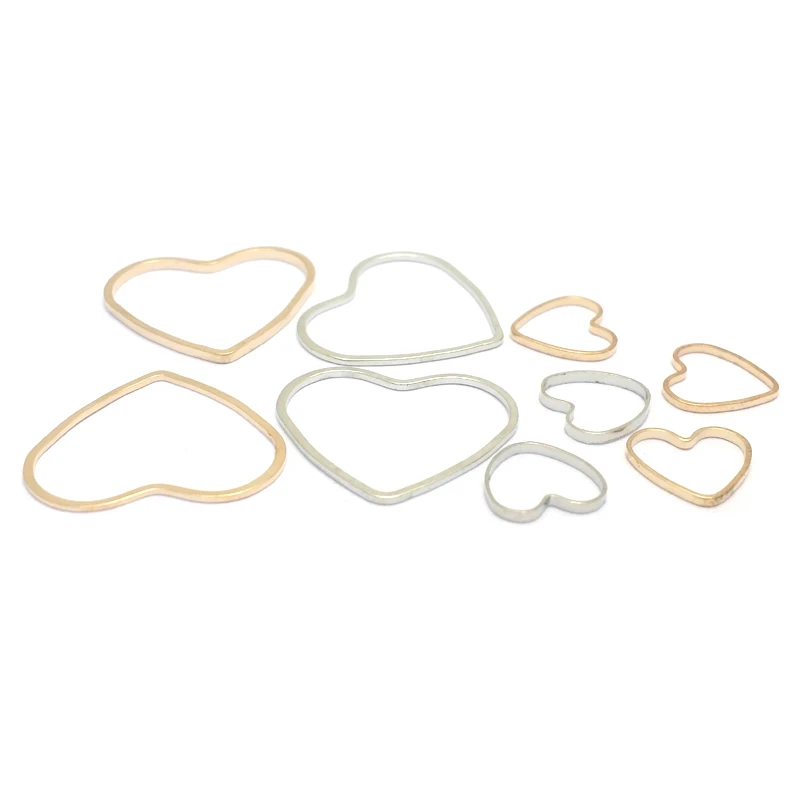 9x9MM 13x14MM 19x21MM Gold Color Brass Heart Shape Closed Rings Connect Rings Diy Jewelry Findings Accessories wholesale