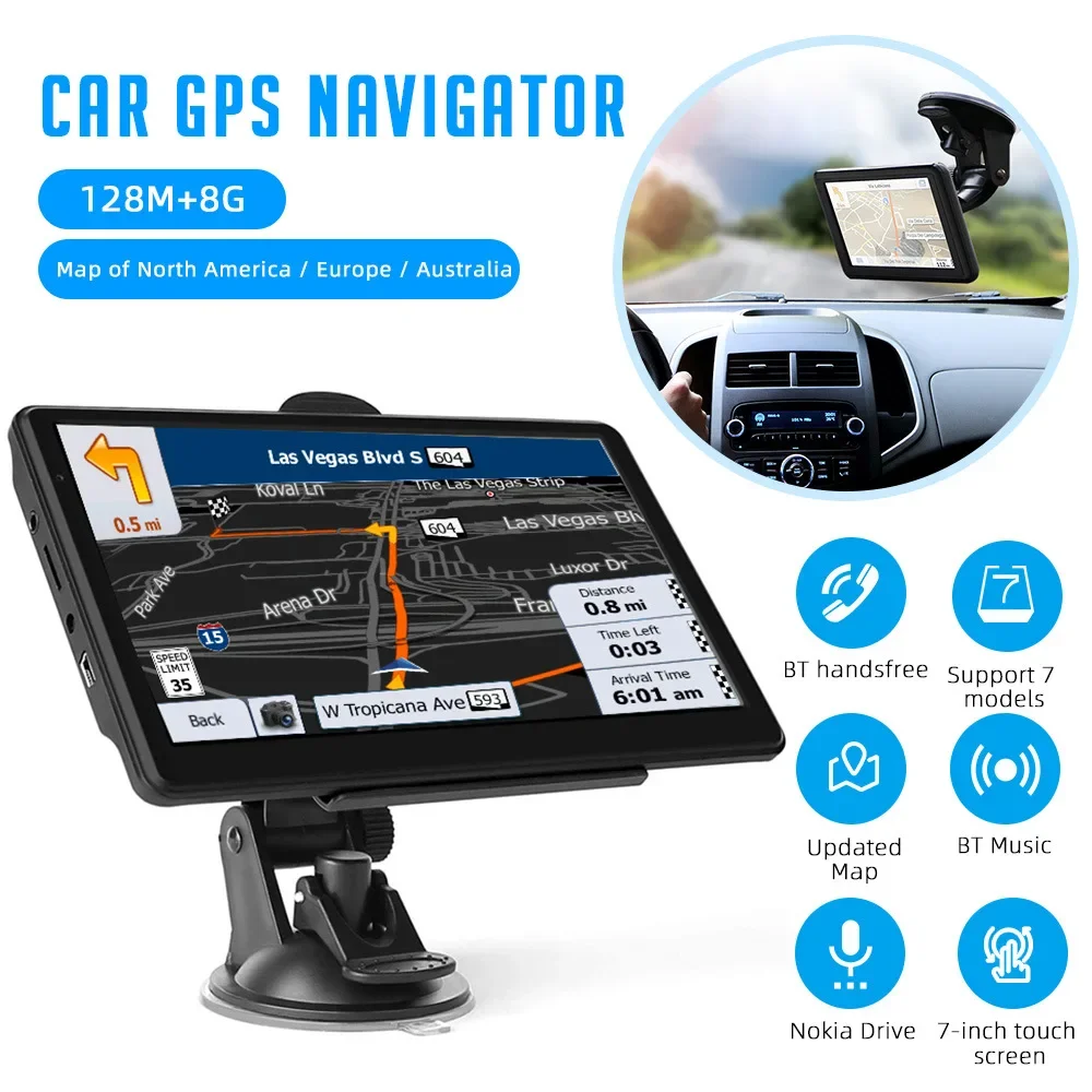 7 inch hd universal portable touch screen Truck GPS Multimedia 8G gps car navigator system