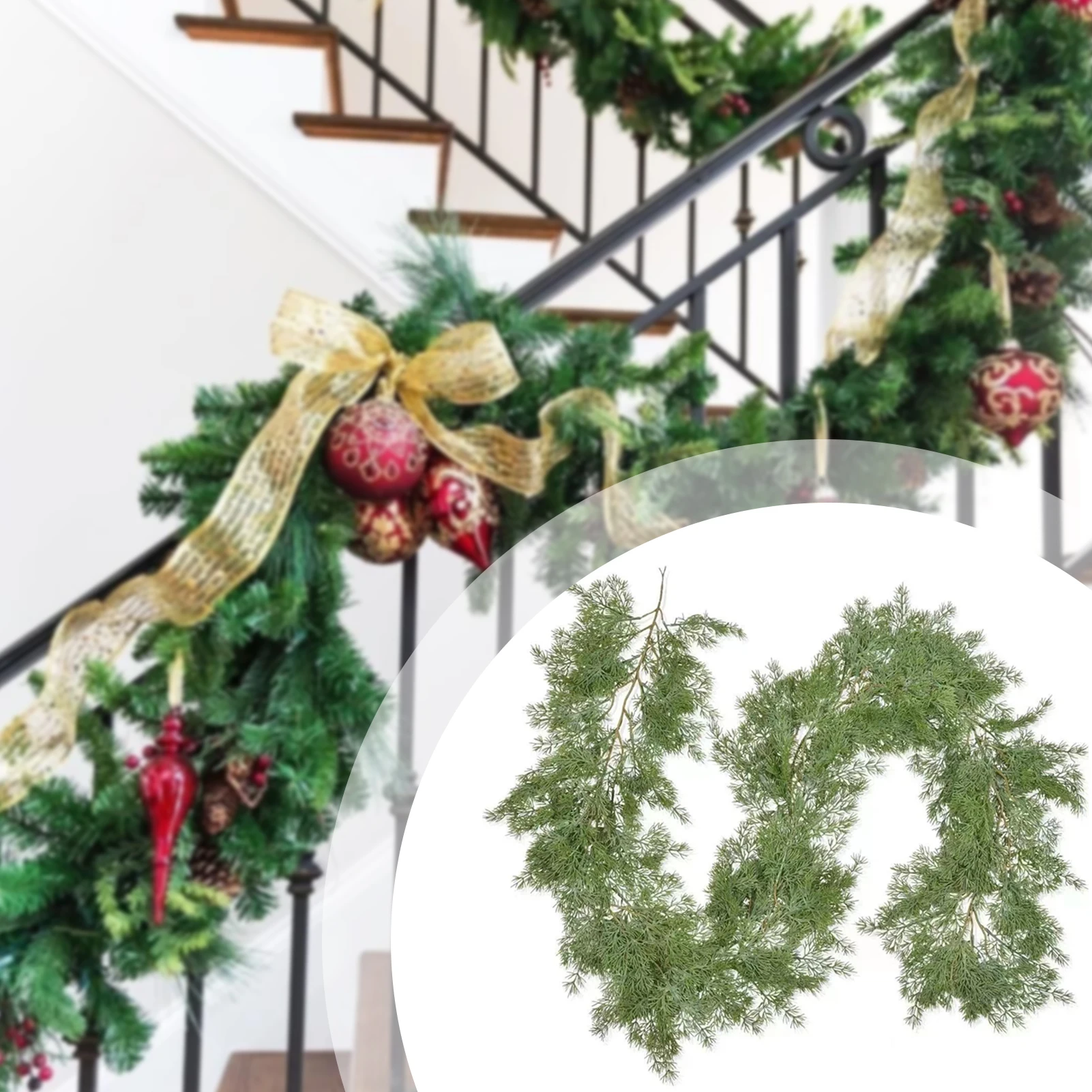 

200 см искусственные растения, Рождественская гирлянда, венок, Рождественская домашняя вечеринка, свадебное украшение, сосна, подвесное украшение из ротанга для дома