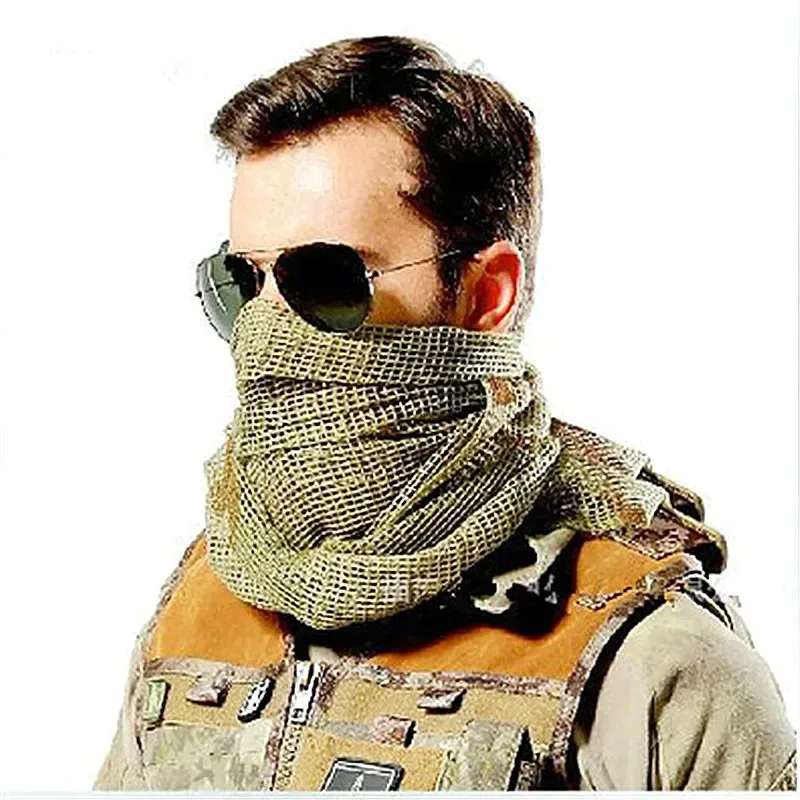 Long Camo Scarf Bib Multi-purpose Camouflage Breathable Mesh Scarf Hiding Decorative Magic Turban Outdoor Riding Scarf