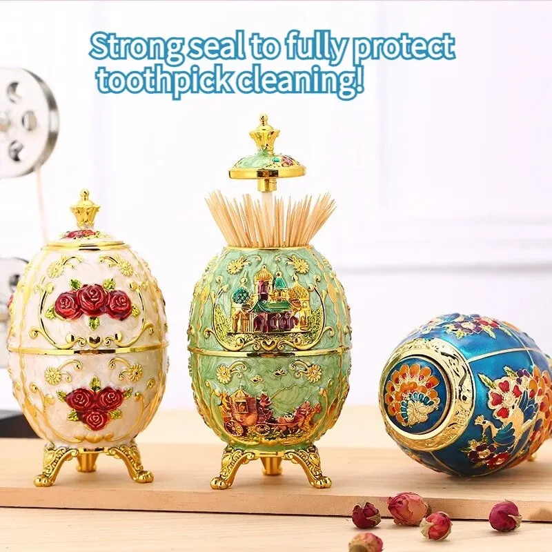 Convenient Fashion Metal Retro Toothpick Holder Toothpick Holder European Automatic Toothpick Holder Home Storage Decoration