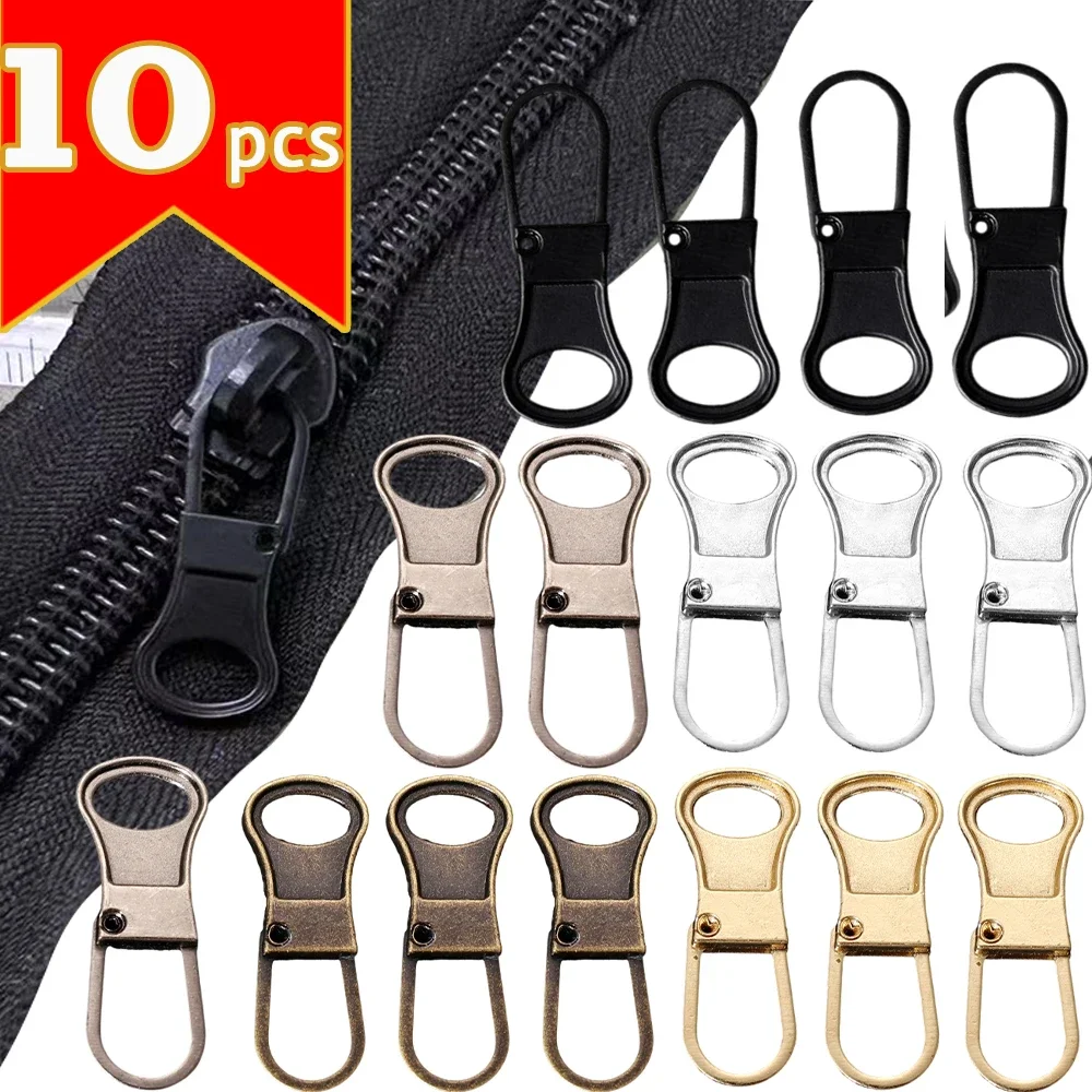 10 Pieces Reusable Slider Zipper Clothing Bag Metal Zipper Puller Accessories Repair Bag Luggage Coat Practical Sewing Crafts