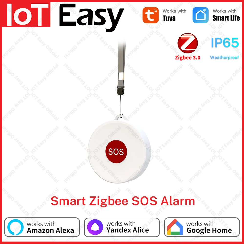 

Tuya ZigBee SOS Button Wireless Emergency Alarm Elderly Kids Smart Home Security Panic Button APP Remote Control