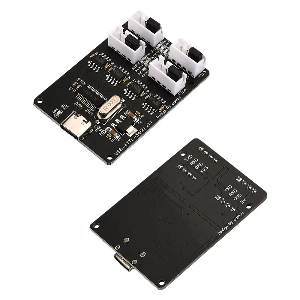 4CH USB to TTL Serial Module TTL Type-C Interface with CH340N Chip and Indicator Support 1200-2Mbps Speed