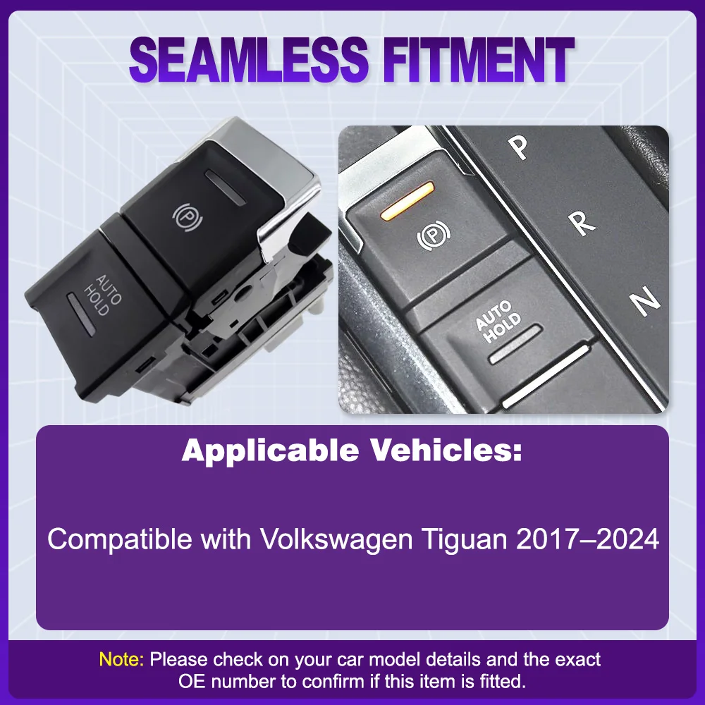 

Car Electronic Handbrake Parking Hand Brake Switch Button for Volkswagen VW Tiguan 2017 2018 2019 2020 2021 2022-2024 5NA927225