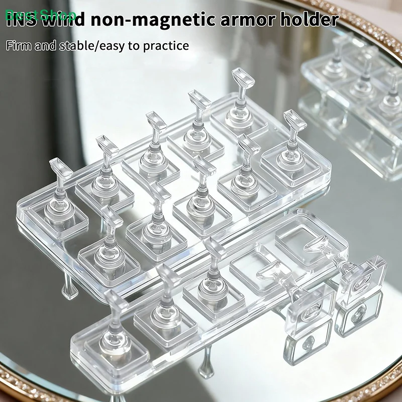 ♥Transparent Acrylic Nail Display Stand Mannequin Holder for Press On Nails Without Magnet Training Base
