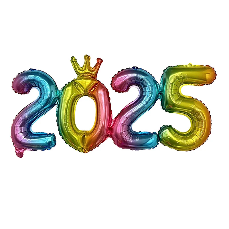 1pc 16inch Connection Crown 2025 Number Foil Balloons New Year 2025 Decoration Christmas Decorations