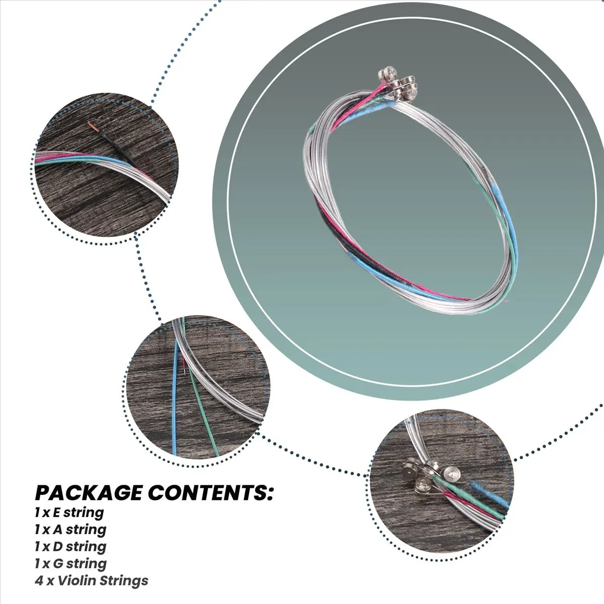 ABST Set Steel Core E A D G Violin Strings for Full Size 4/4