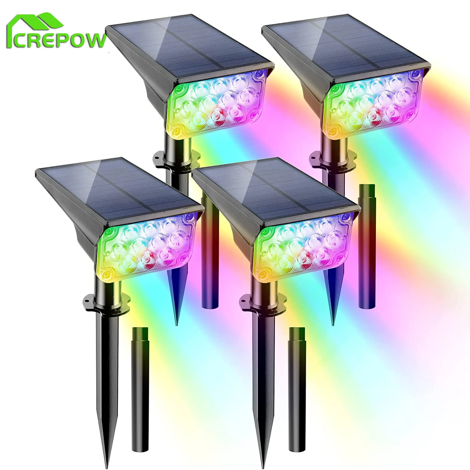 2/4pcs Solar Outdoor Light Garden RGB LED Landscape Countyard Solar Spotlight Color Changing Landscape Street Wall Lamp for Tree