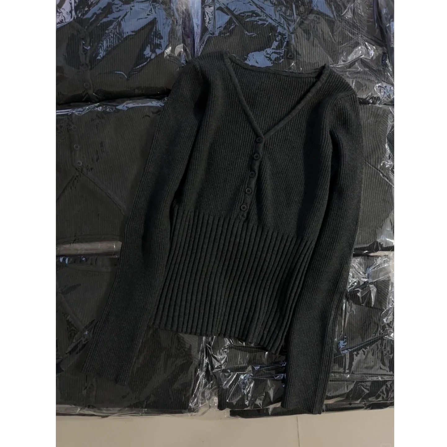 Camisola de malha feminina pullovers nova manga longa com decote em v preto camisola de malha pulôver feminino topos malhas sueters de mujer q976