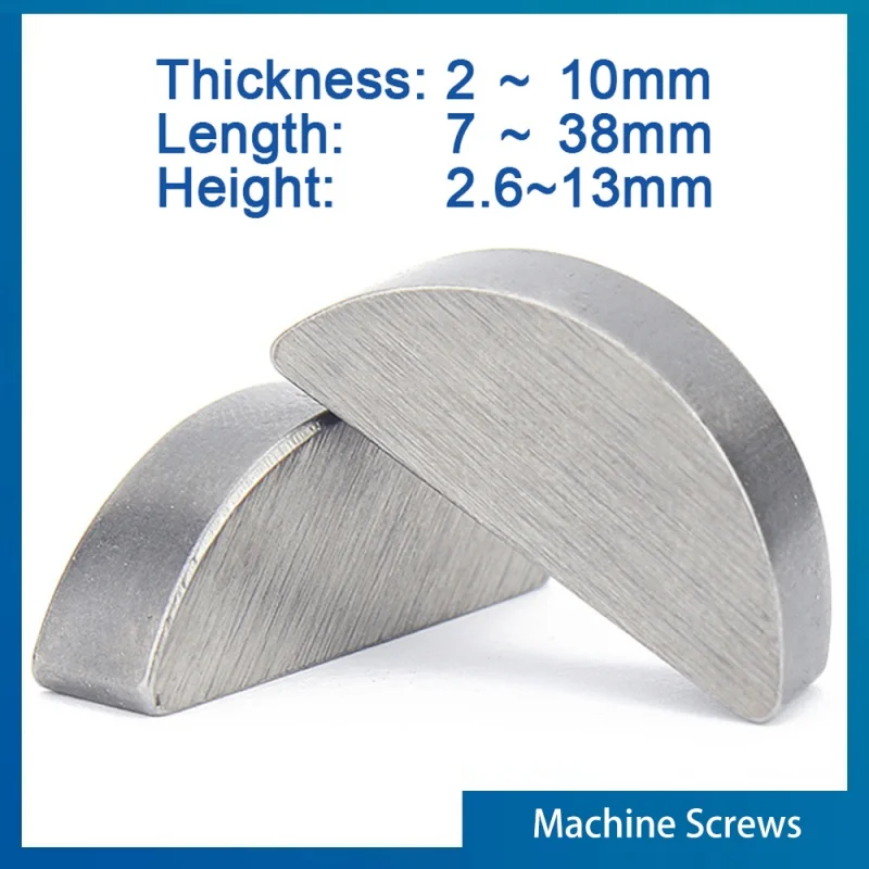 

2/ 5/ 10/ 20/ 50pcs M2 M2.5 M3 M4 M5 M6 M8 M10 A3 Carbon Steel Woodruff Keys Metal Flat Semi-circular Half-Moon Bond Key
