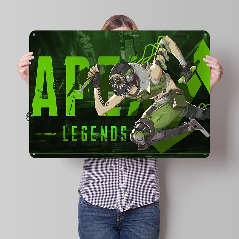 Apex Legends Octane Character Art Poster Retro 3D Printed Metal Signs Customized Wall Hanging Gift for Room Decorating Interior
