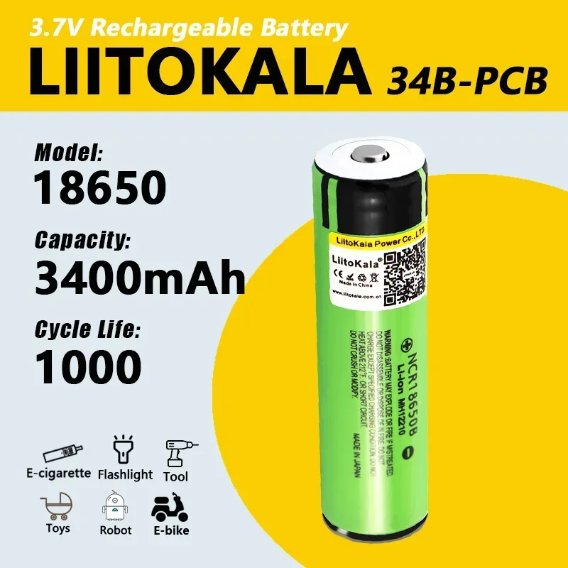 1-40 Uds LiitoKala 34B-PCB 3,7 V 18650 batería recargable de litio 3400mah NCR18650B adecuada para linterna ratón juguete