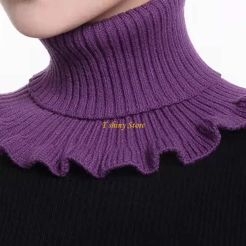 

N58F вязаный шарф-шаль, зимний теплый шарф для женщин, вязаный эластичный шарф с накладным воротником, теплый зимний шарф