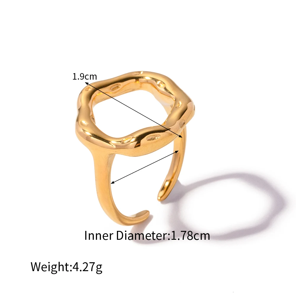 Yori Stainless Steel Hollow Lava Flower Open Ring For Women Fashion Daily Party Metal Comfortable Charm Daily Jewelry