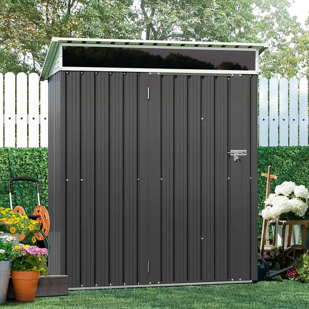

5x3 FT Outdoor Storage Shed with Window, Outdoor Waterproof Storage Shed Metal Garden Shed with Lockable Single Door, Sheds
