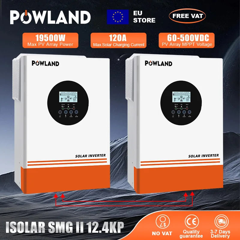 POWLAND 12KW 48V Inverter solare ibrido 220V Inverter trifase Regolatore solare MPPT integrato BMS funzionante senza batteria Non TVA
