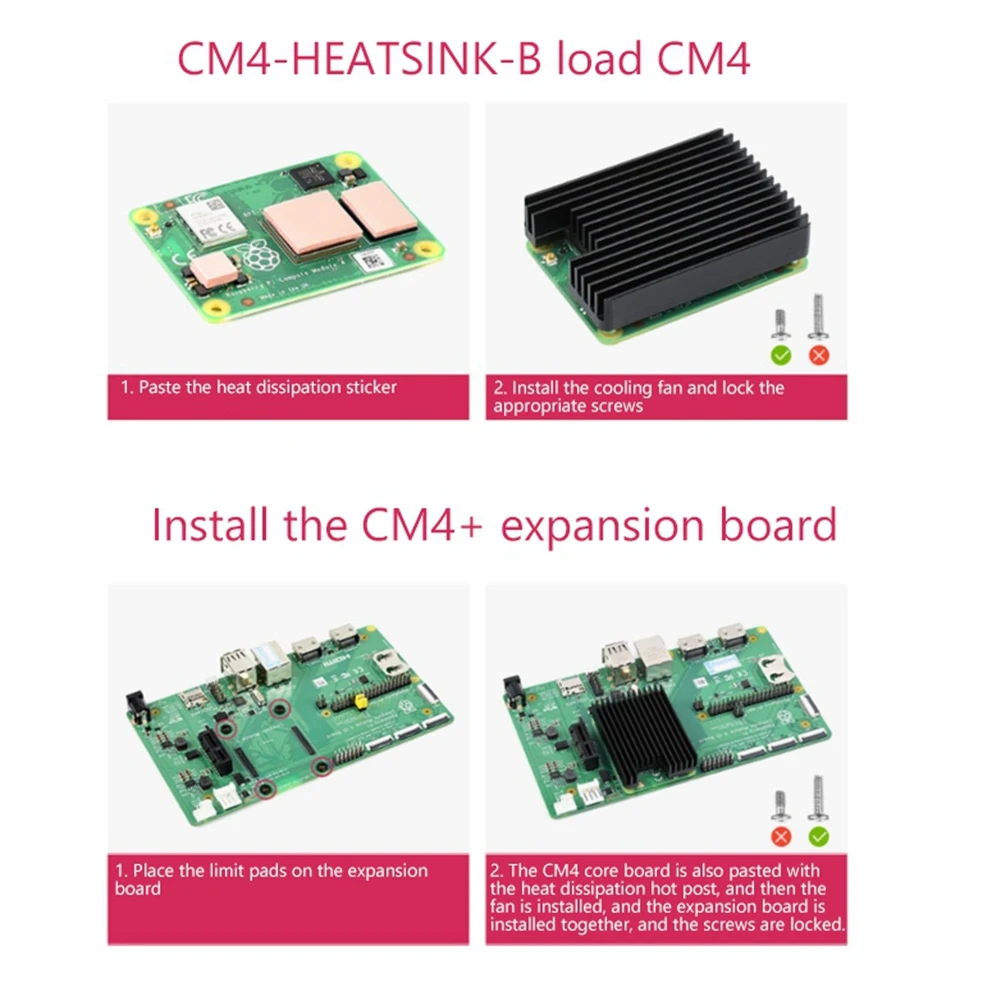 Radiator do Raspberry Pi CM4 z podkładką termiczną do modułu obliczeniowego Raspberry Pi 4