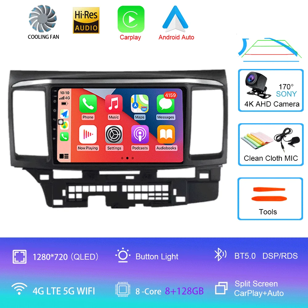 Voor MITSUBISHI LANCER 9 10 X 2008 2009 2010 2011 - 2016 9 inch Android 16 autoradio stereo audio GPS speler Carplay Auto scherm